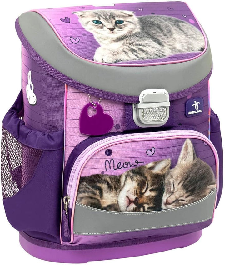 Belmil ergonomischer Schulranzen Set 4 -teilig für Mädchen 1, 2 Klasse Grundschule/Super Leicht 750-