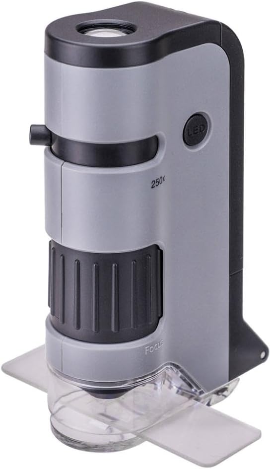 Carson MicroFlip 100x-250x Taschenmikroskop mit Smartphone-Adapter für Fotos und Videos (MP-250), Mi