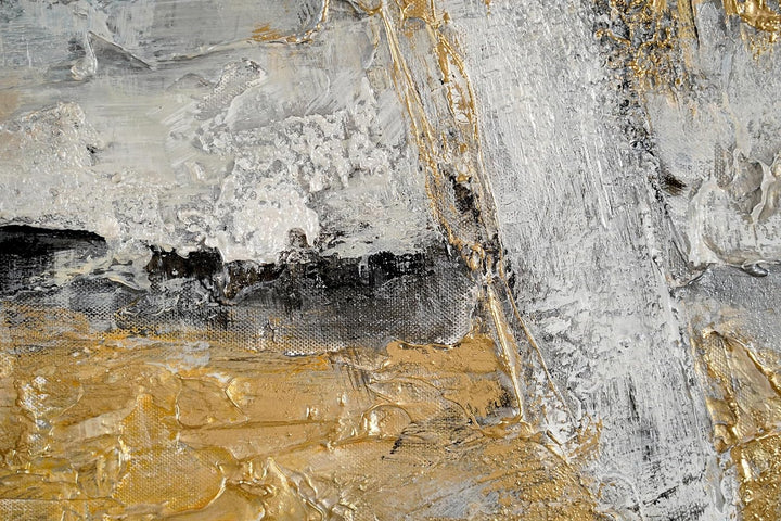 YS-Art Luxus Abstrakt Design Acryl Gemälde auf Leinwand Goldener Horizont handgemalt Wandbilder Wohn