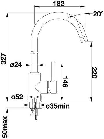 Grünblatt Niederdruck Küchenarmaturen Einhebelmischer Wasserhahn (3-Nickel-genürstet), 3-nickel-genü