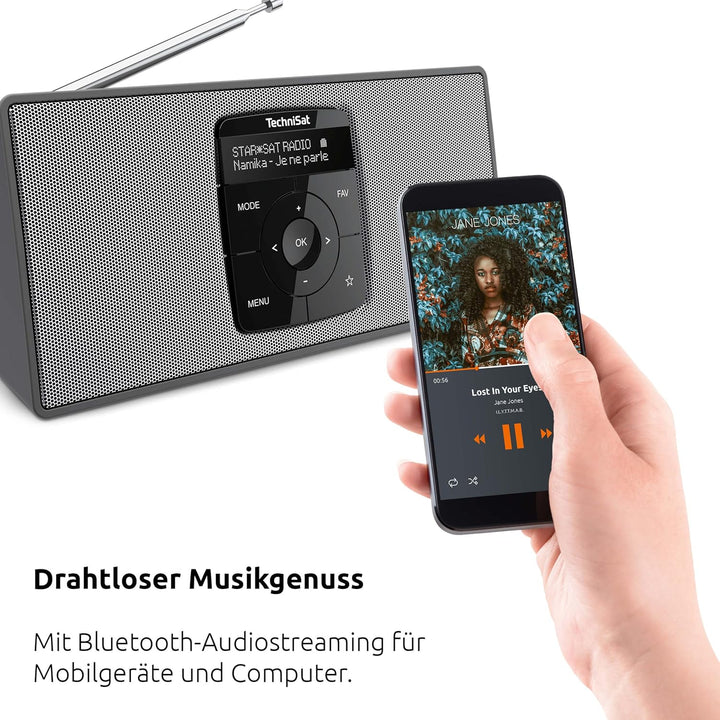 TechniSat DIGITRADIO 2 S - Tragbares DAB Stereo-Radio mit Akku (DAB+, UKW, Bluetooth Audiostreaming,