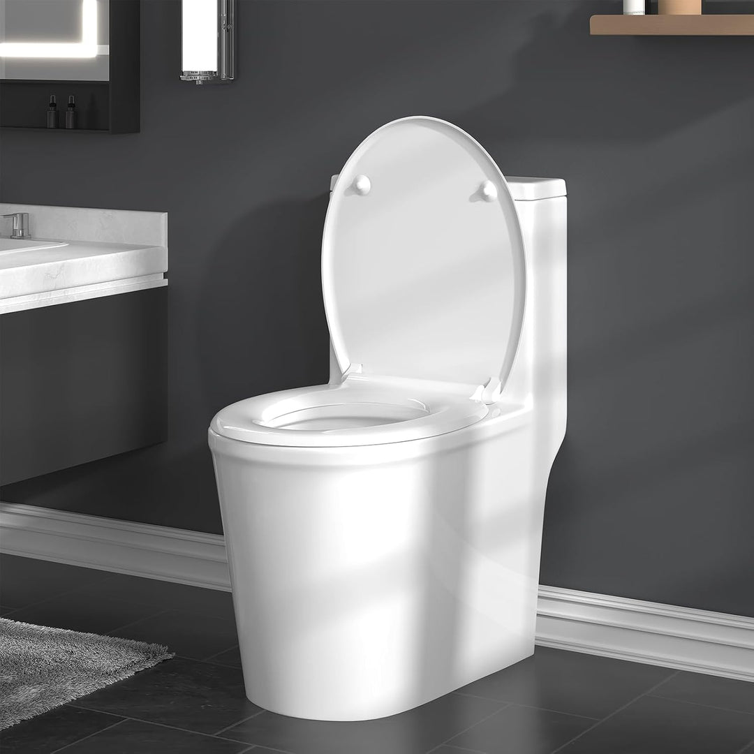 WOLTU Toilettendeckel, WC-Sitz mit Absenkautomatik, Klobrille Klodeckel mit Schnellverschluss, Toile