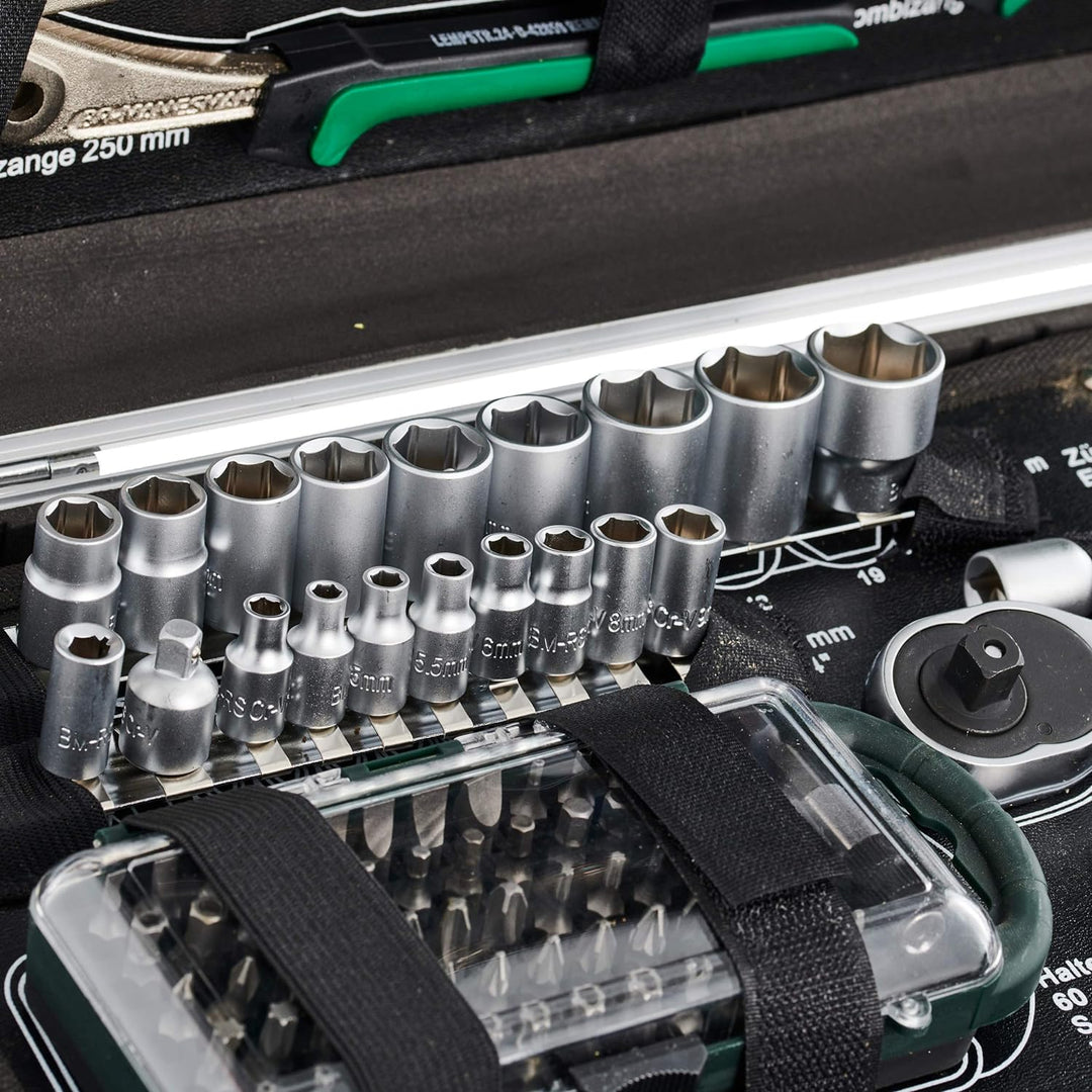 Brüder Mannesmann 124-tlg. Werkzeugsatz im Alukoffer, Silber, M29072 Single, Single