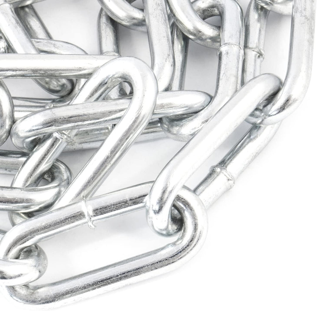 DQ-PP Stahlkette Stahl C15 | 7 mm | 5 m | Langgliedrig C2 | Verzinkt | DIN 5685 | Absperrkette | Met