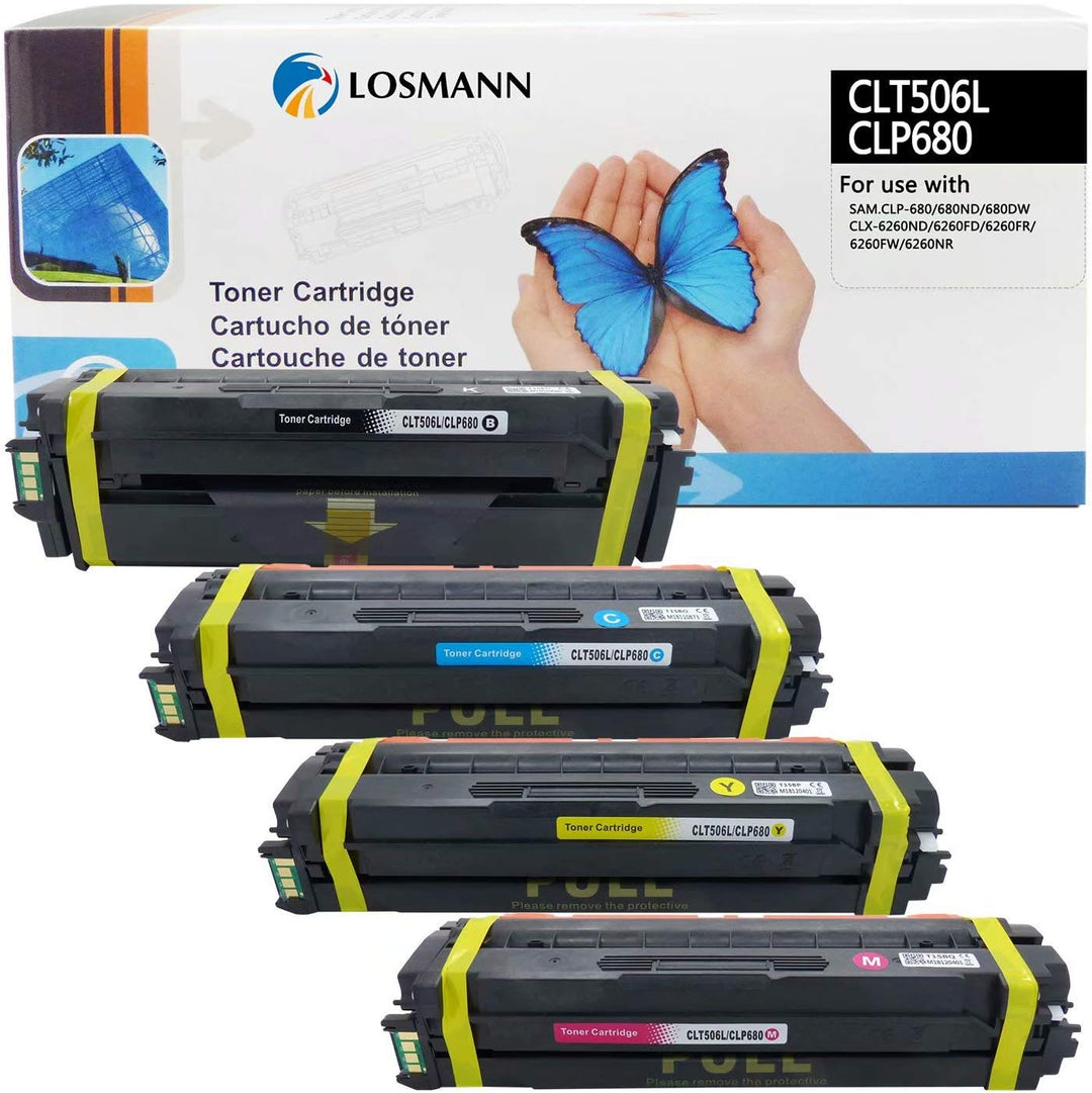 LOSMANN 4x Toner Kompatibel für Samsung CLT-506L CLT-K506L C506L M506L Y506L Ersatz für Samsung CLP-