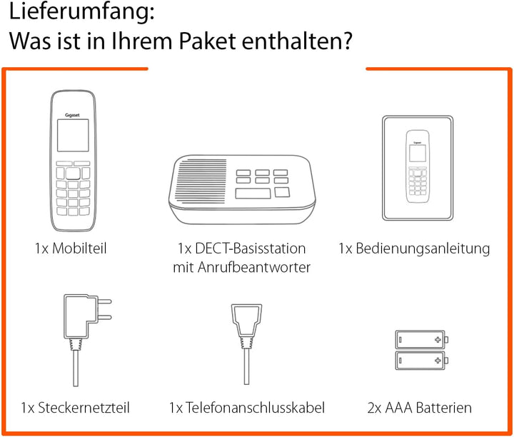 Gigaset E560A - Schnurloses Senioren DECT-Telefon - Mobilteil mit Anrufbeantworter - Farb-Display -