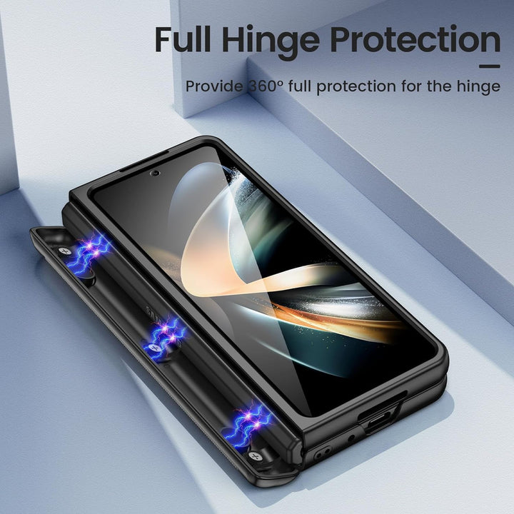 HWeggo Handyhülle für Samsung Galaxy Z Fold 4 Hülle mit Ständer,Galaxy Z Fold 4 Schutzhülle mit Disp