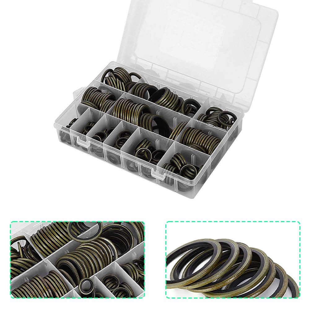 Hydraulik Dichtringe mit Gummilippe, M6 bis M30 Dichtungsringe-Set für Ölablassschrauben 12 Verschie