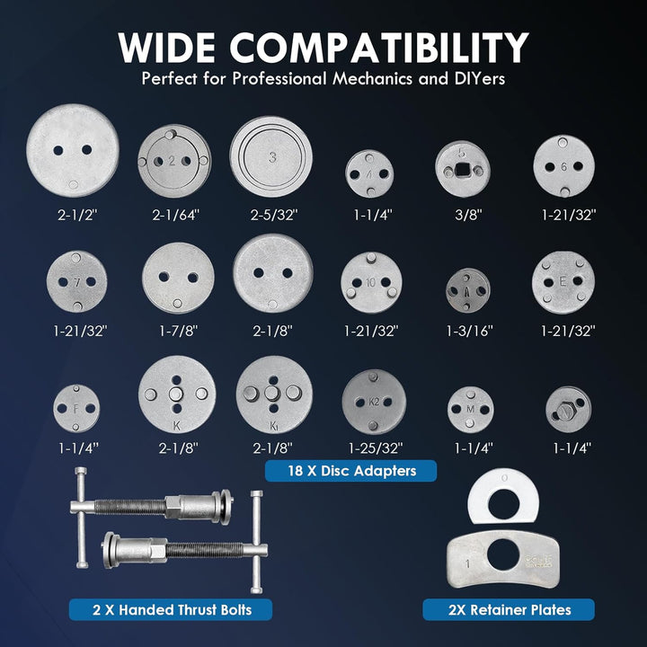 CCLIFE 22tlg Bremskolbenrücksteller Auto Universal Bremskolben Rückstellwerkzeug Set KFZ Werkzeug 22