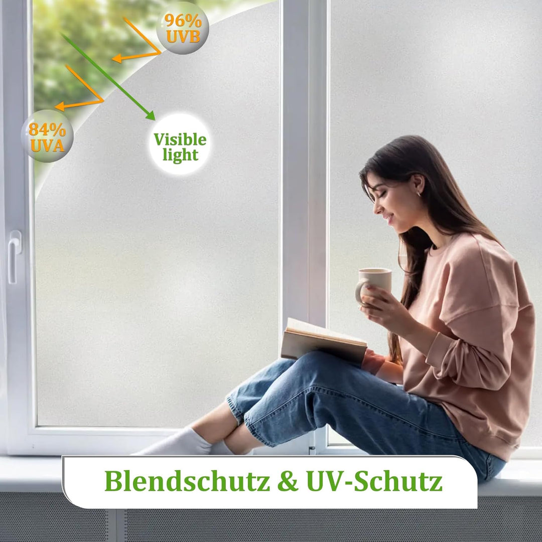DARUITE Fensterfolie Blickdicht Selbsthaftend Milchglasfolie Sichtschutzfolie Fenster Fensterfolien