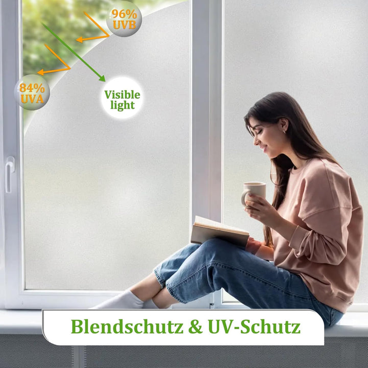 DARUITE Fensterfolie Blickdicht Selbsthaftend Milchglasfolie Sichtschutzfolie Fenster Fensterfolien