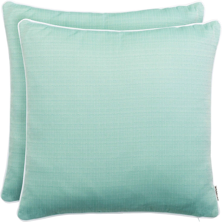 Brandsseller 2er Set Outdoor Kissen 45x45 cm – Wetterfeste Zierkissen mit Paspel in Walzoptik – Wass