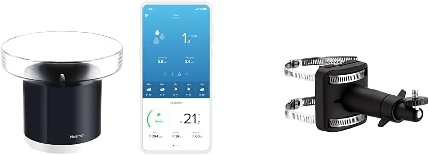 Netatmo Set Regenmesser für die Smarte Wetterstation + Halterung Regenmesser + Halterung, Regenmesse
