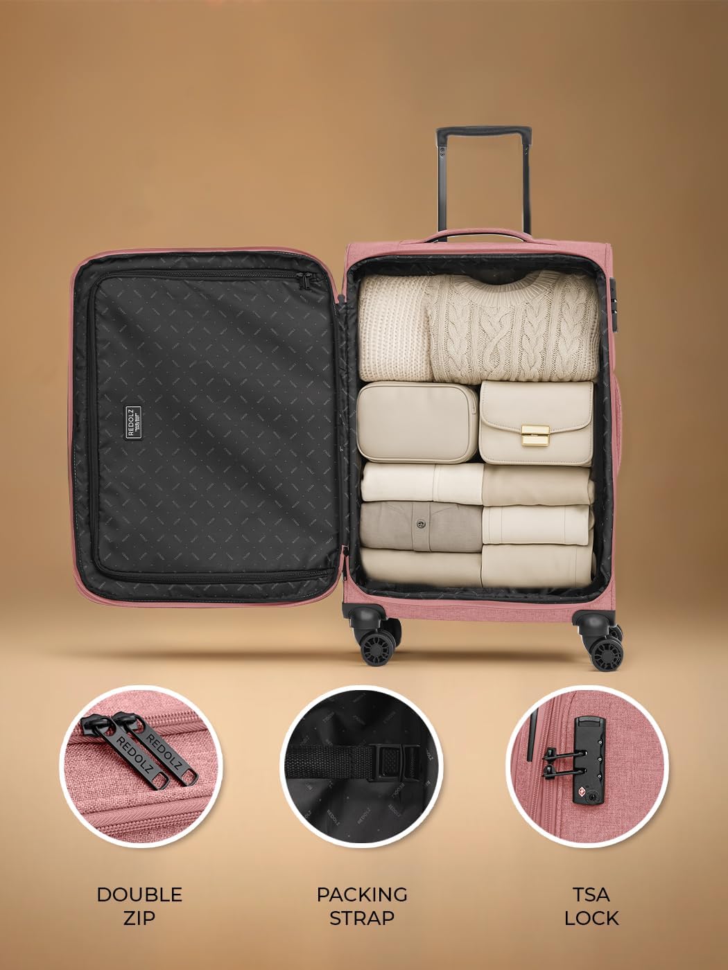 REDOLZ Koffer-Set 3-teilig für Damen & Herren | leichte & stabile Reise-Trolleys, hochwertiges Softc