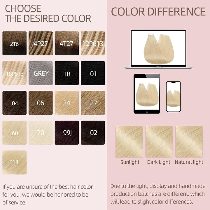 Silk-co Tape Extensions Echthaar 10stk, Remy Tape in Extensions Haarverlängerung, Skin Weft Echthaar