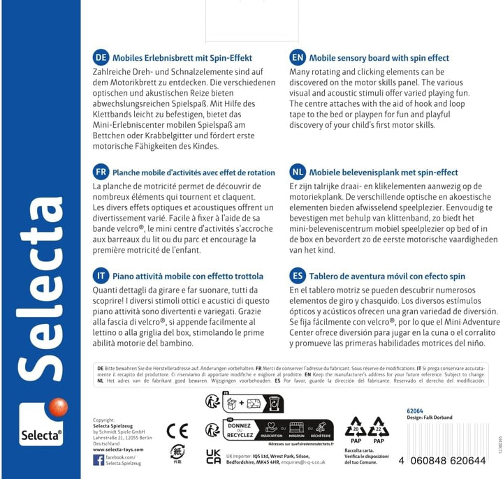 Selecta 62064 Spintivity, Motorikbrett aus Holz, 20 cm, Spinitivity Single, Single