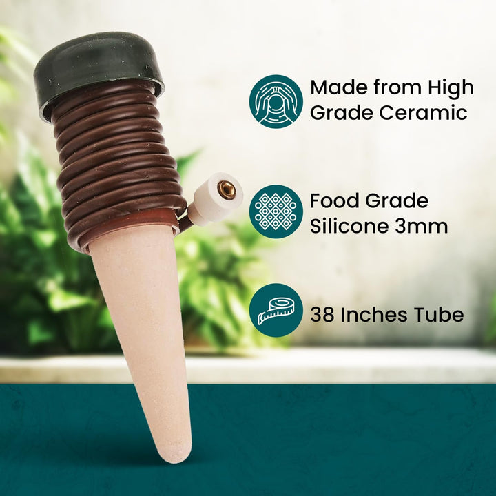 Blumat 12500 Bewässerung für Pflanzen, Pflanzenbewässerung Wasserspender, Terracotta/grün (9 Stück)