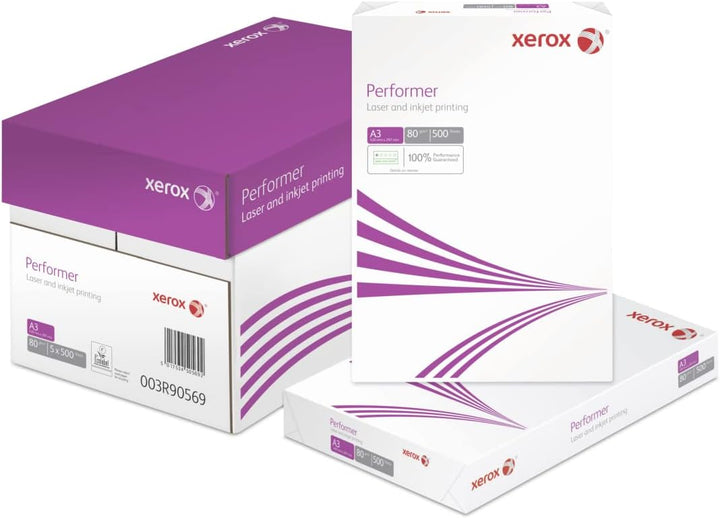 Xerox 003R90569 Performer Kopier-/Drucker-/Universalpapier, DIN A3, 80 g/m², 1 Pack a 500 Blatt, wei