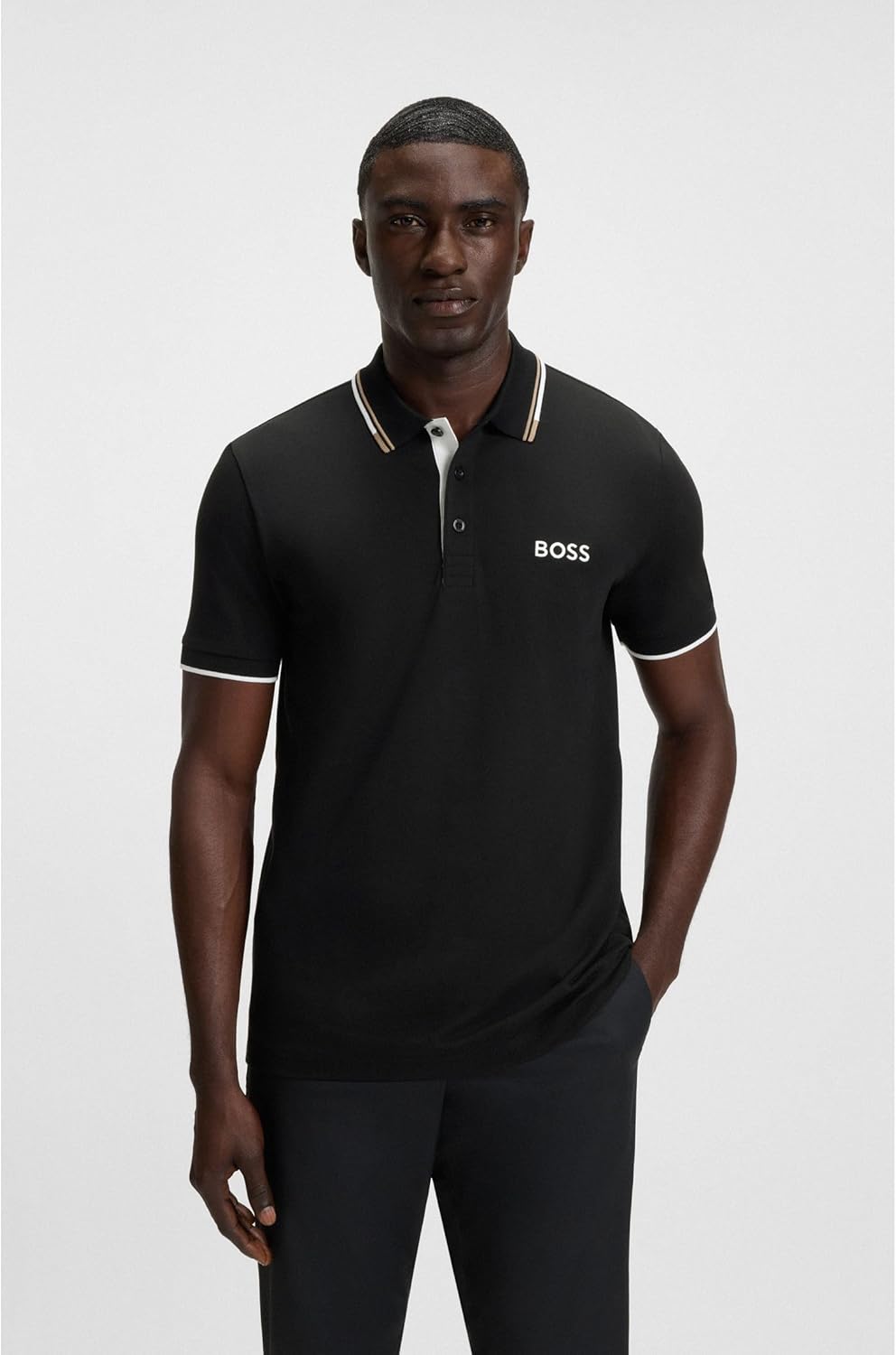 BOSS Herren Paddy Pro Poloshirt aus Baumwoll-Mix mit Kontrast-Details XS Black2, XS Black2