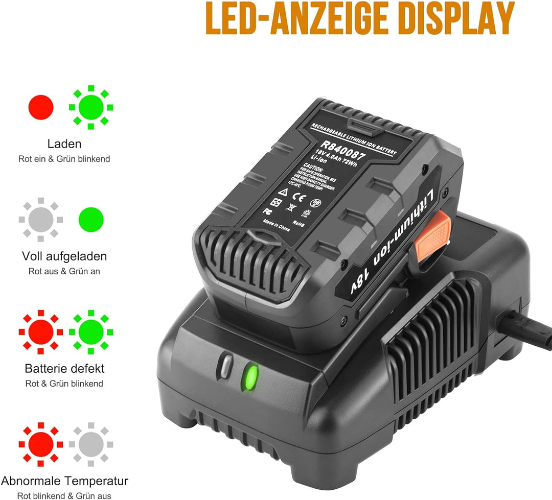 ADVTRONICS 18V 2.0A R86091 BL1218 BL1418 Ladegerät Kompatibel mit AEG 18V Lithium-Ionen-Akku L1815 L