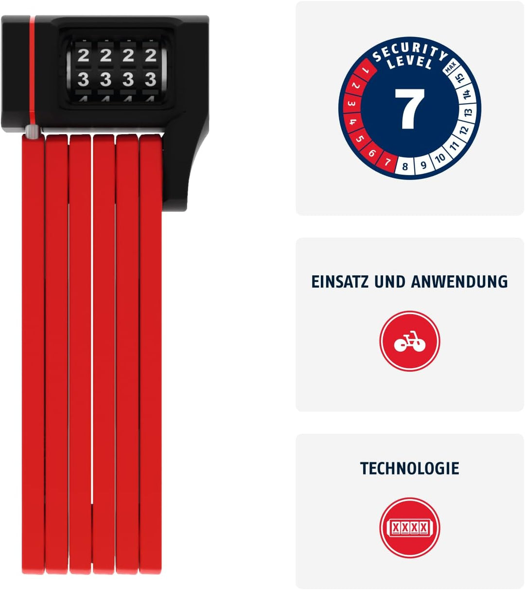 ABUS Faltschloss Bordo uGrip 5700C SH mit Halterung - Fahrradschloss mit Zahlencode und 5 mm starken