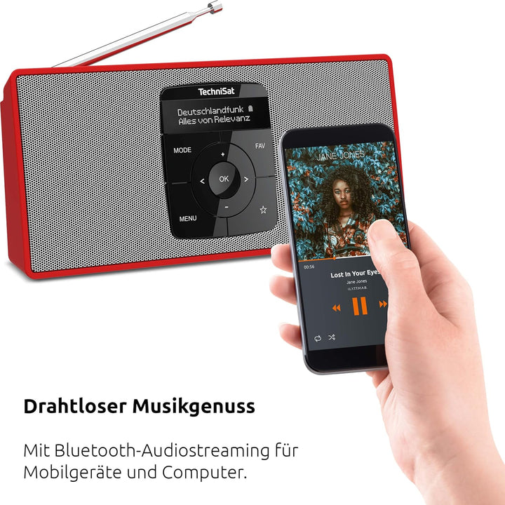 TechniSat DIGITRADIO 2 S - Tragbares DAB Stereo-Radio mit Akku (DAB+, UKW, Bluetooth Audiostreaming,