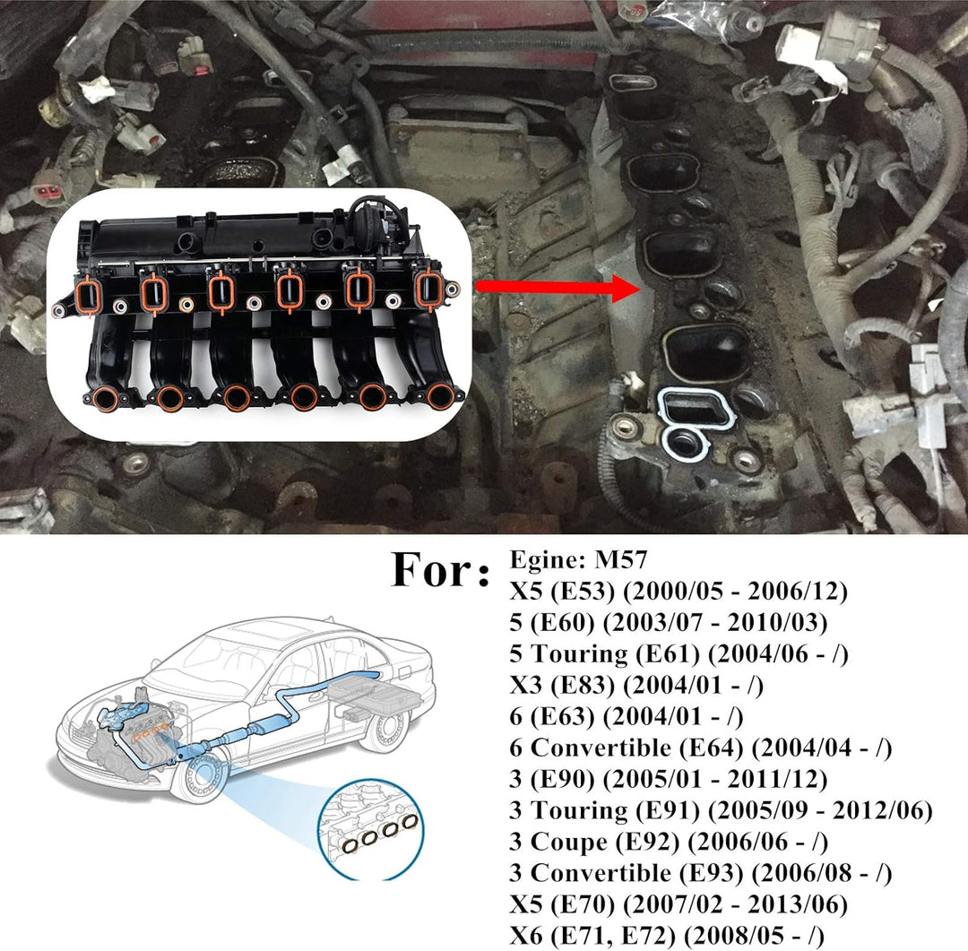 11617790701 Ansaugkrümmer 11617800585 für X5 E53, 5 E60, 5 Touring E61, X3 E83, 6 E63, 6 Cabrio E64