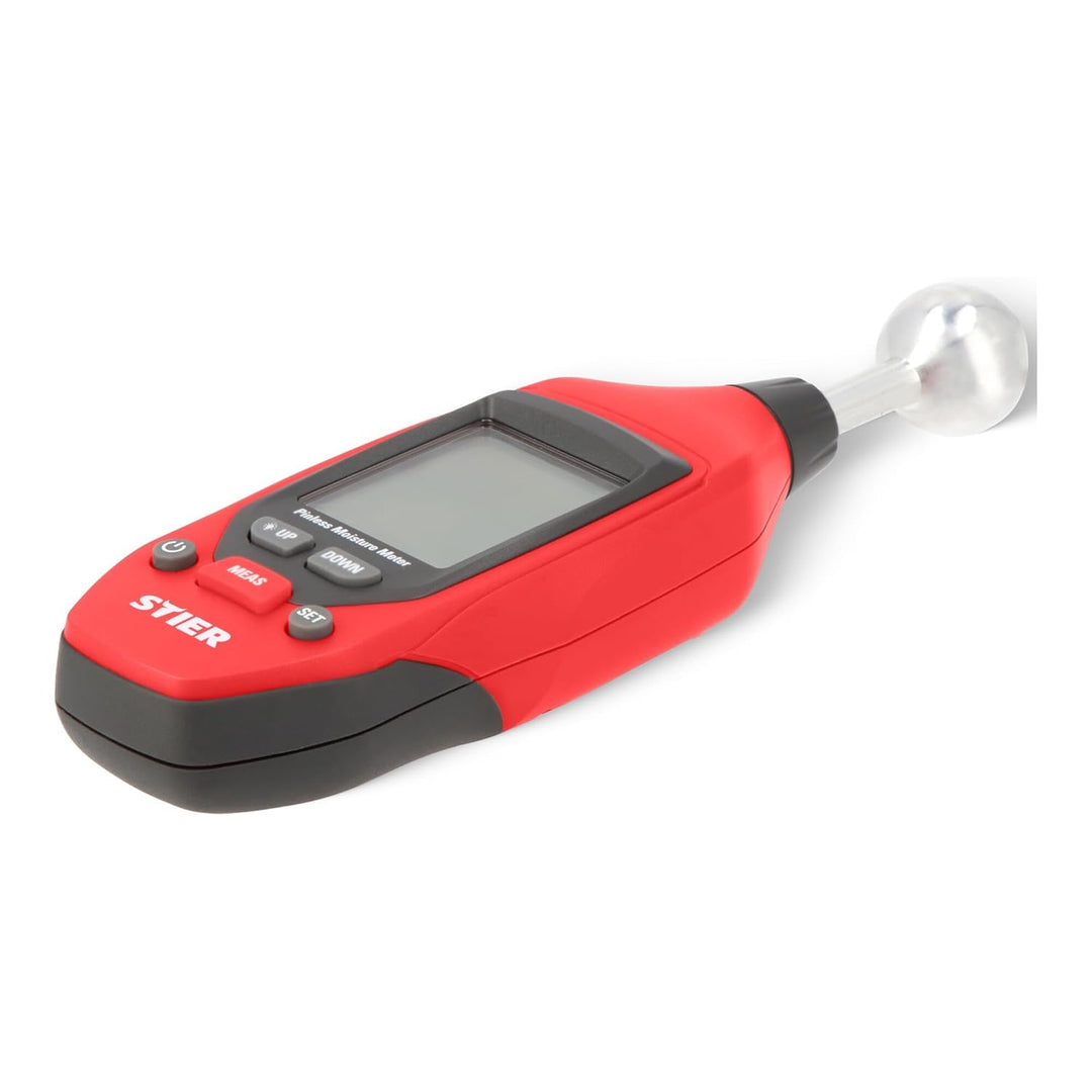 STIER Feuchtigkeitsmessgerät, bis 40 mm Tiefe, Messbereich 0-100, LCD-Display, praktische Alarm- & H