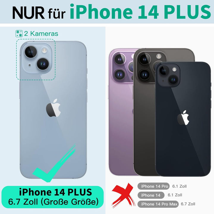 Beeasy für iPhone 14 Plus Wasserdicht Outdoor Hülle (6,7"), Stossfest Panzerhülle Militär 360 Grad S