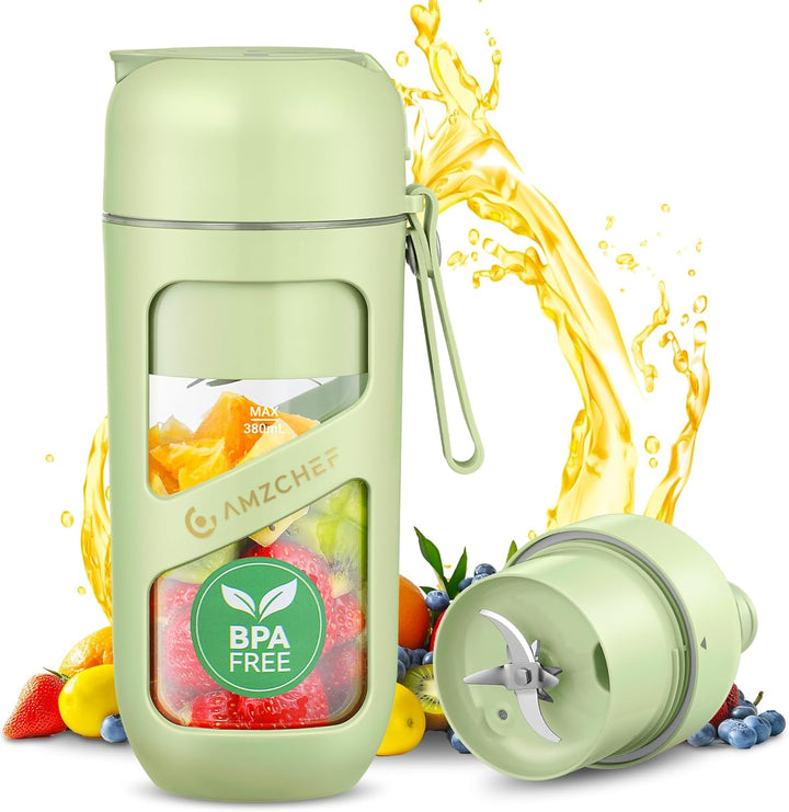 AMZCHEF Vakuum Smoothie Maker, Tragbarer Mixer für Milchshake, Saft, Smoothie - 380ml Vakuum Antioxi