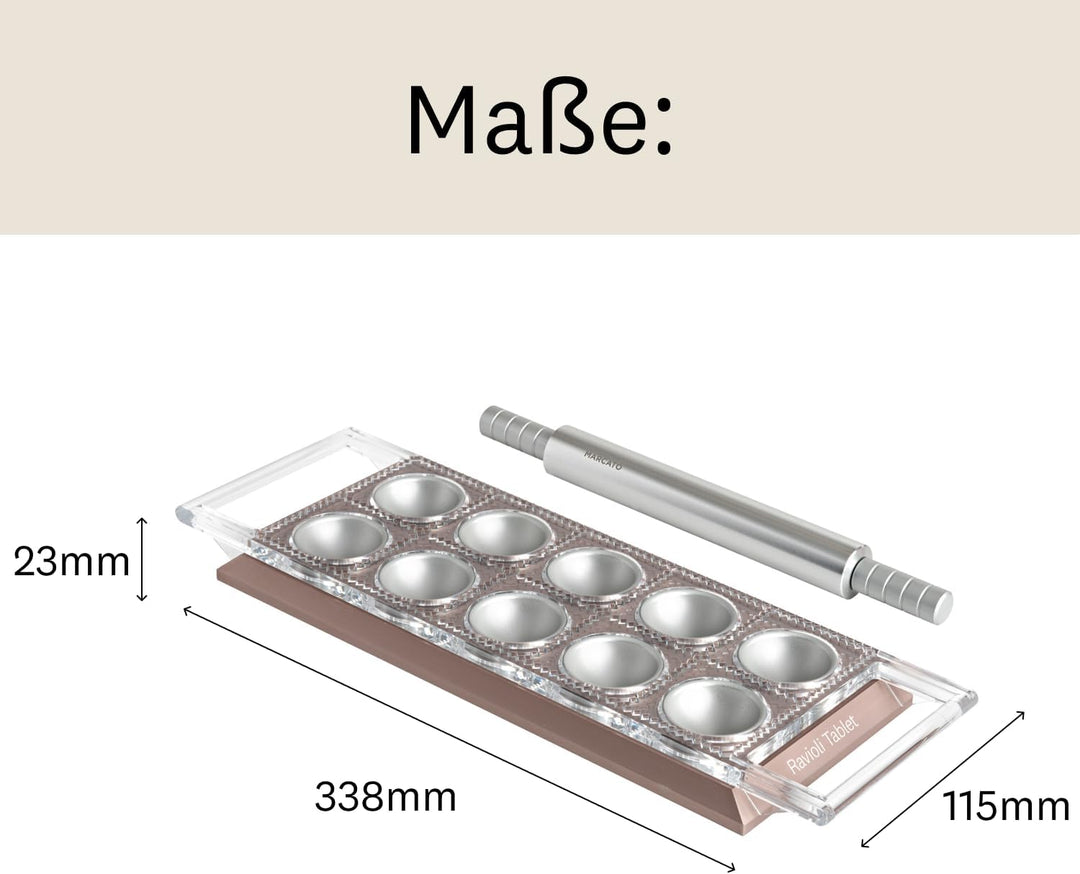 MARCATO Ravioli Tablet. Form für Ravioli Powder Rosa. Eloxiertes Aluminium. 20 x 10 x 2 cm. Einfache