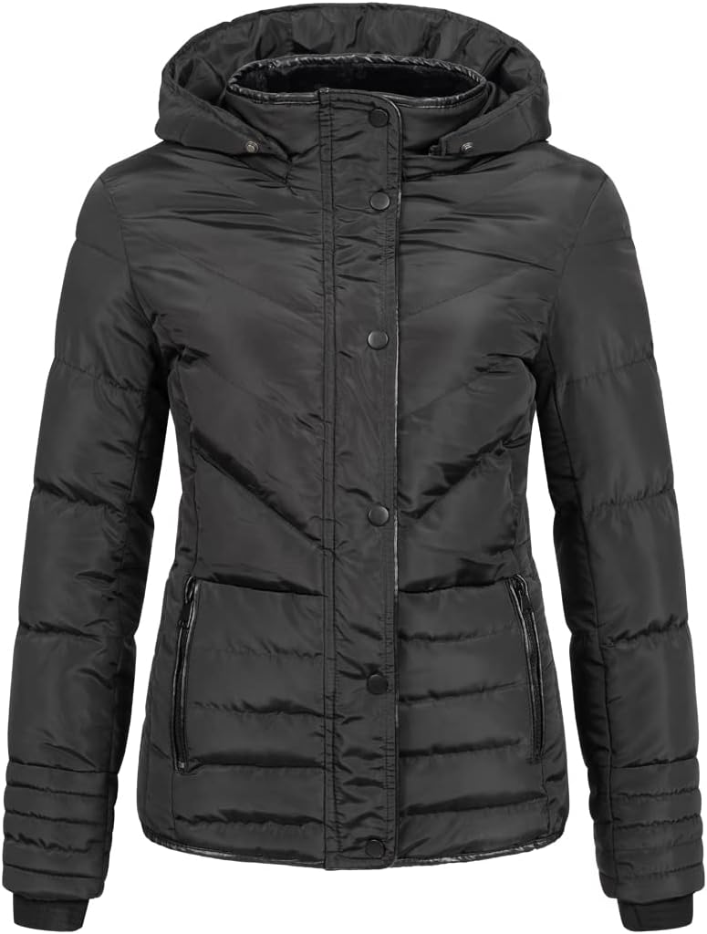 Elara Damen Steppjacke Winter Tailliert Chunkyrayan M Schwarz, M Schwarz