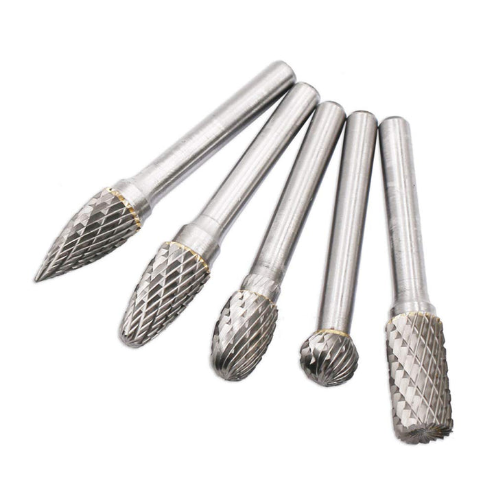 DingGreat 5 Teilig Raspel Set Hartmetall Frässtift Rotary Burr, 6 mm Schaft 10mm Kopfdurchmesser Boh