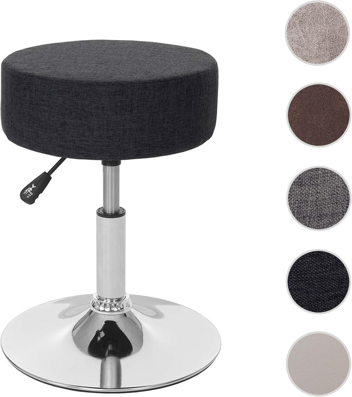 Mendler Hocker HWC-C22, Sitzhocker Schminkhocker, höhenverstellbar Ø 35cm - Textil, dunkelgrau