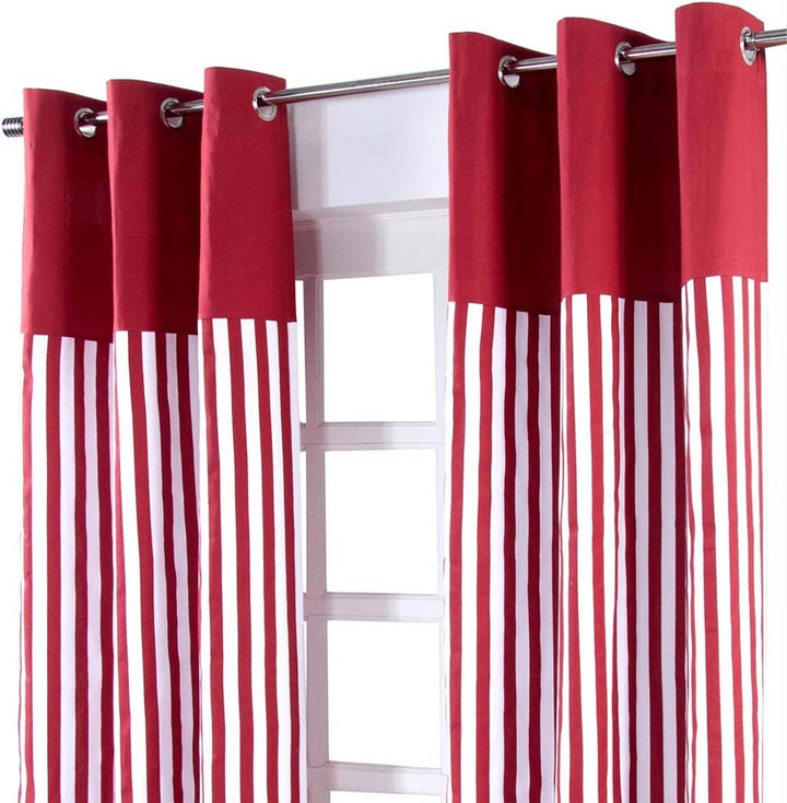 Homescapes dekorativer Vorhang Ösenvorhang Dekoschal Thick Stripes im 2er Set, rot weiss, 117 x 137
