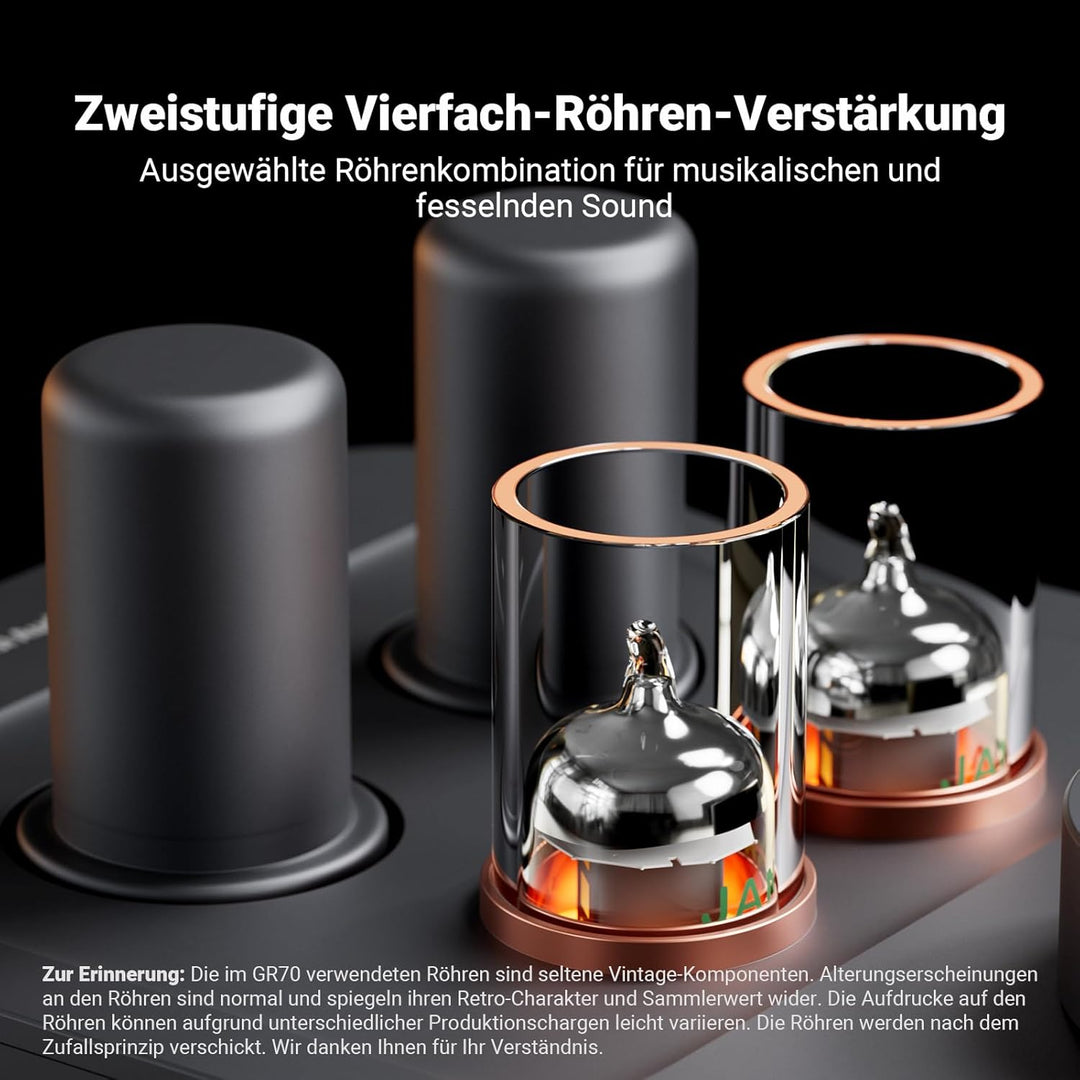 Fosi Audio GR70 Röhren Kopfhörer Verstärker, Authentische Röhren-Verstärkung Preamp mit Vakuum, Mini