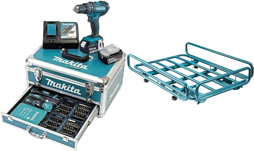 Makita DHP482RFX9 Schlagbohrschrauber 18V / 3,0 Ah, 2 Akkus plus Ladegerät im Alukoffer, Petrol, 96-