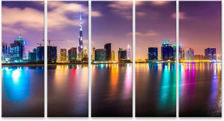islandburner Bild auf Leinwand Dubai Skyline In Der Abenddämmerung Uae Bilder Wandbilder Poster Lein