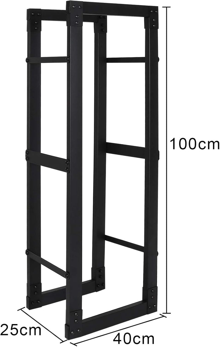 Lospitch Kaminholzregal Innen Schwarz Kaminholzständer Wetterfest und stabil Brennholzregal für Holz
