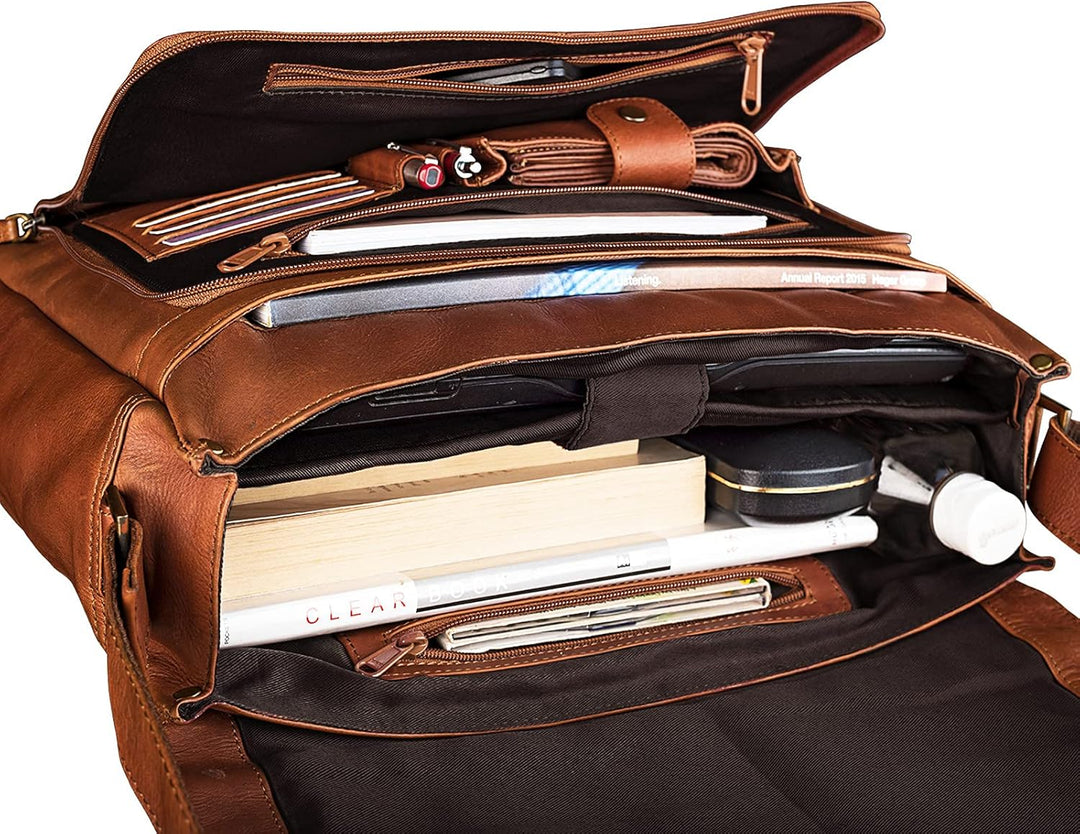 STILORD 'Rick' Schultertasche Leder für 15,6 Zoll Laptop Umhängetasche Aktentasche Bürotasche Unitas