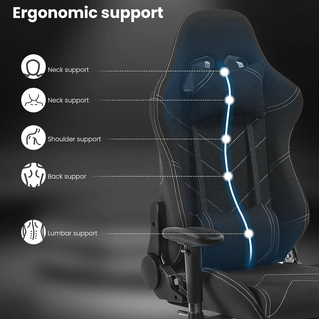 WOLTU® Racing Stuhl BS21sz Gaming Stuhl Bürostuhl Schreibtischstuhl Sportsitz mit Kopfstütze und Len