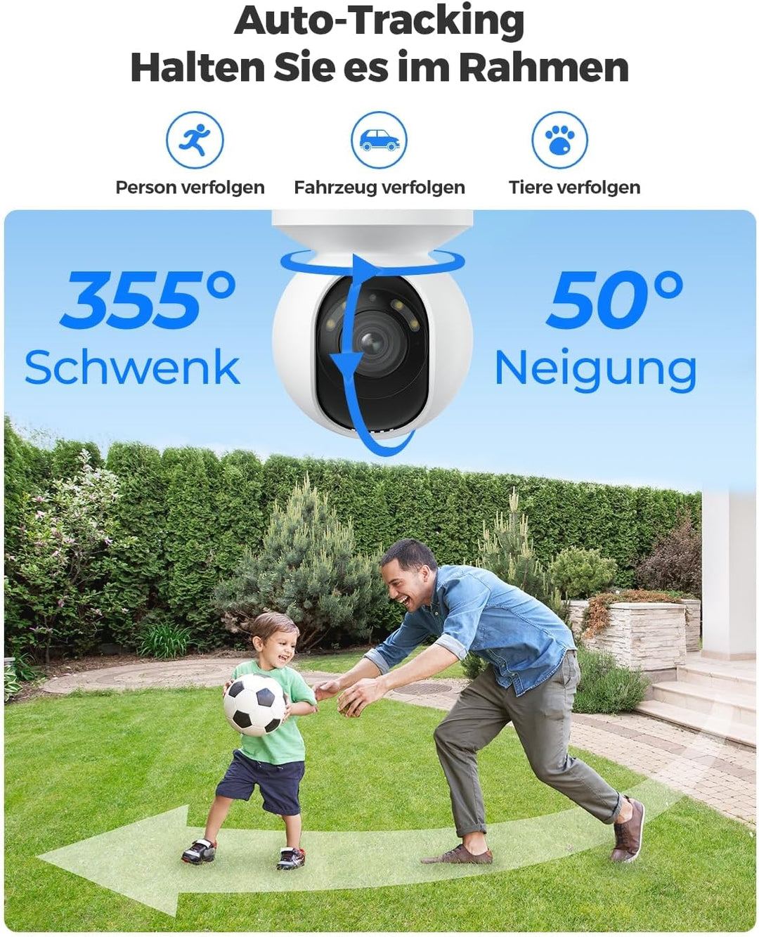 Reolink 4K PTZ PoE Überwachungskamera Aussen, 3X Optischem Zoom, Kamera Outdoor mit Personen-/Fahrze