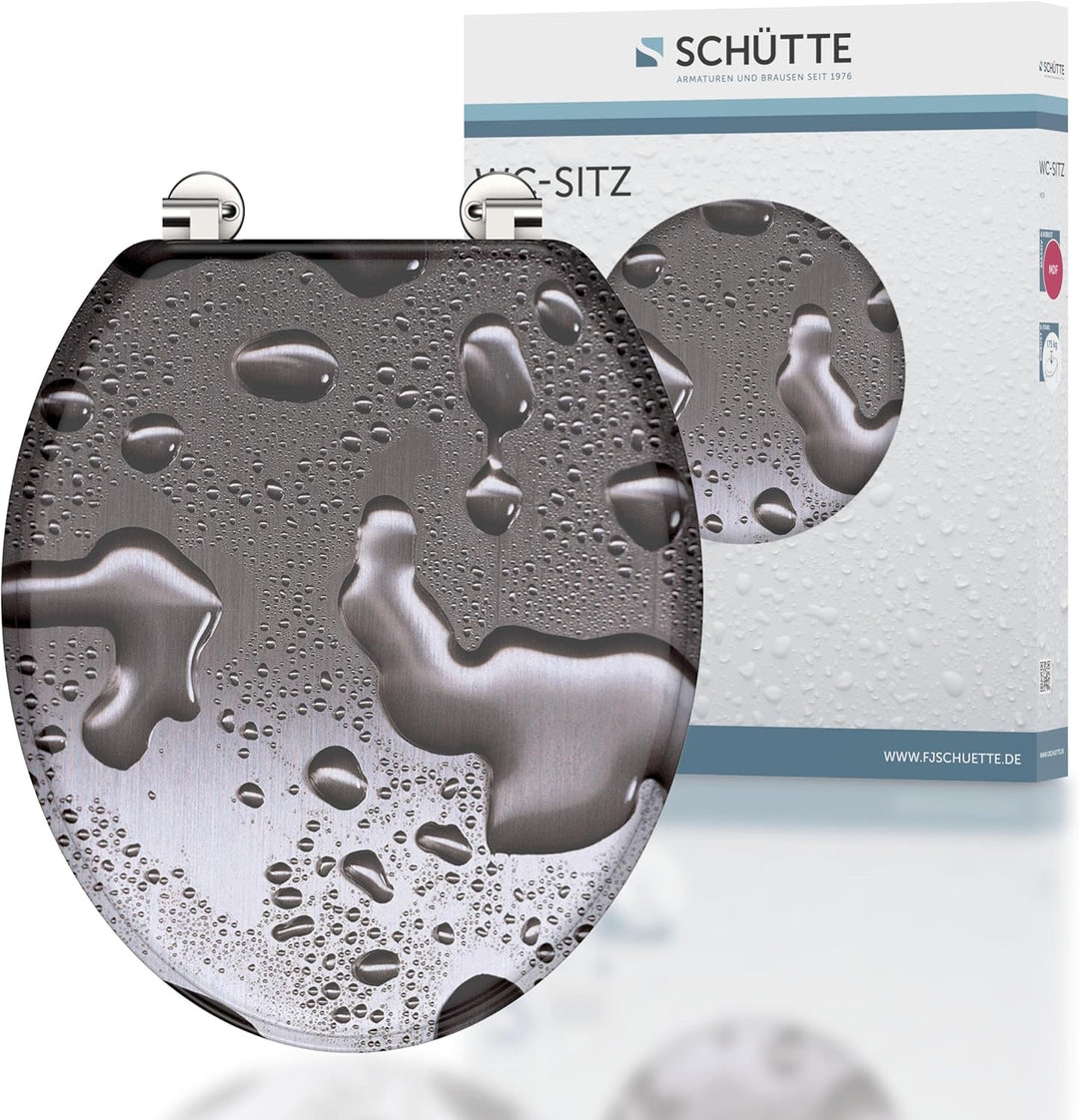SCHÜTTE 80023 Sitz Holzkern GREY STEEL, Toilettensitz ist passend für alle handelsüblichen WC-Becken