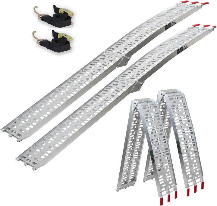 TRUTZHOLM 2 x Auffahrrampe klappbar 228 cm Traglast 680 kg Alu grau gelocht Motorradrampe 2x Rampe S