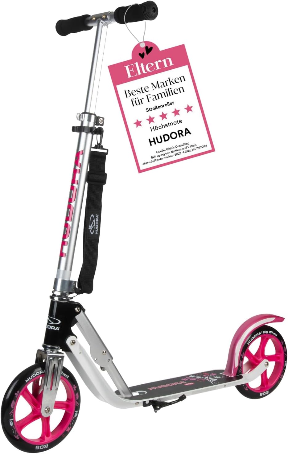 HUDORA BigWheel 205 Scooter - Stabiler Aluminium-Roller - Höhenjustierbarer & zusammenklappbarer Cit