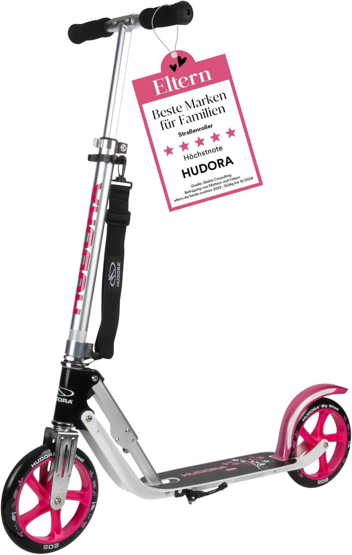HUDORA BigWheel 205 Scooter - Stabiler Aluminium-Roller - Höhenjustierbarer & zusammenklappbarer Cit