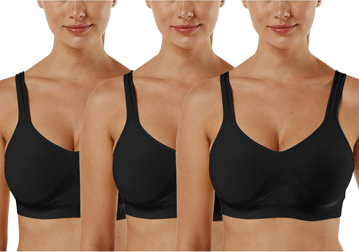 Vertvie Damen 1/2/3er Set Sport BH Einfarbig Ohne Bügel Bustier Klassische Bequem Stretch Bra Mittle