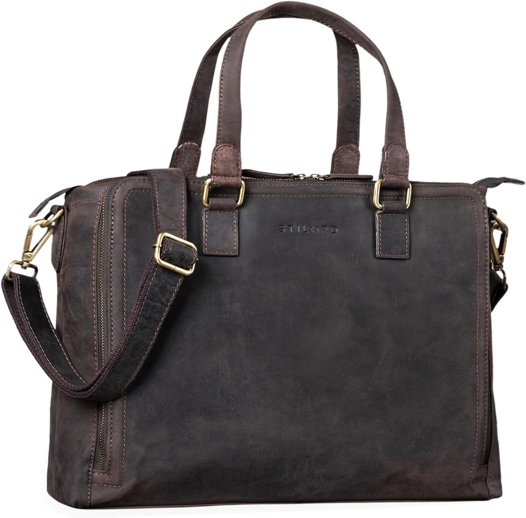 STILORD 'Claire' Businesstasche Damen Leder 15 Zoll Laptoptasche DIN A4 Aktentasche Umhängetasche un