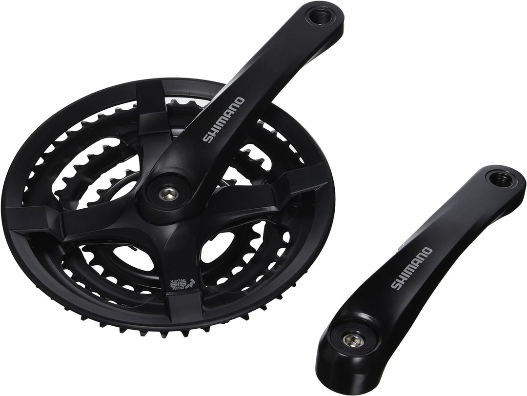 Shimano Tourney Alu-Kettenradgarnitur Kurbel 170 mm 48 / 38 / 28 Zähne mit Kettenschutzring, silber-