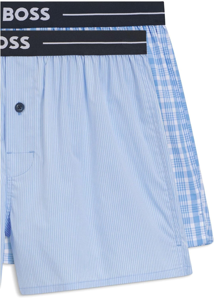 BOSS Herren Boxershorts, 2er Pack S New - Open Blue471, S New - Open Blue471